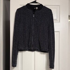 H&M Glittering Black Zip-Up Blazer